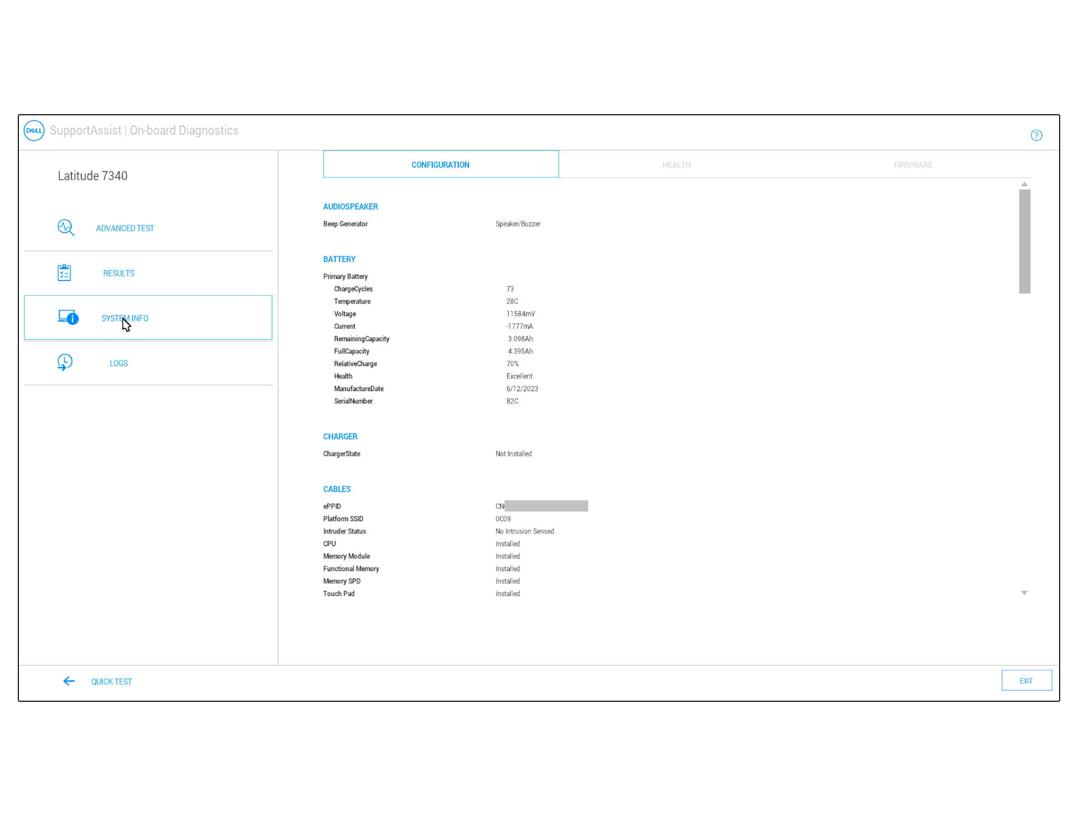 ePPID материнської плати, зазначений у розділі Кабелі