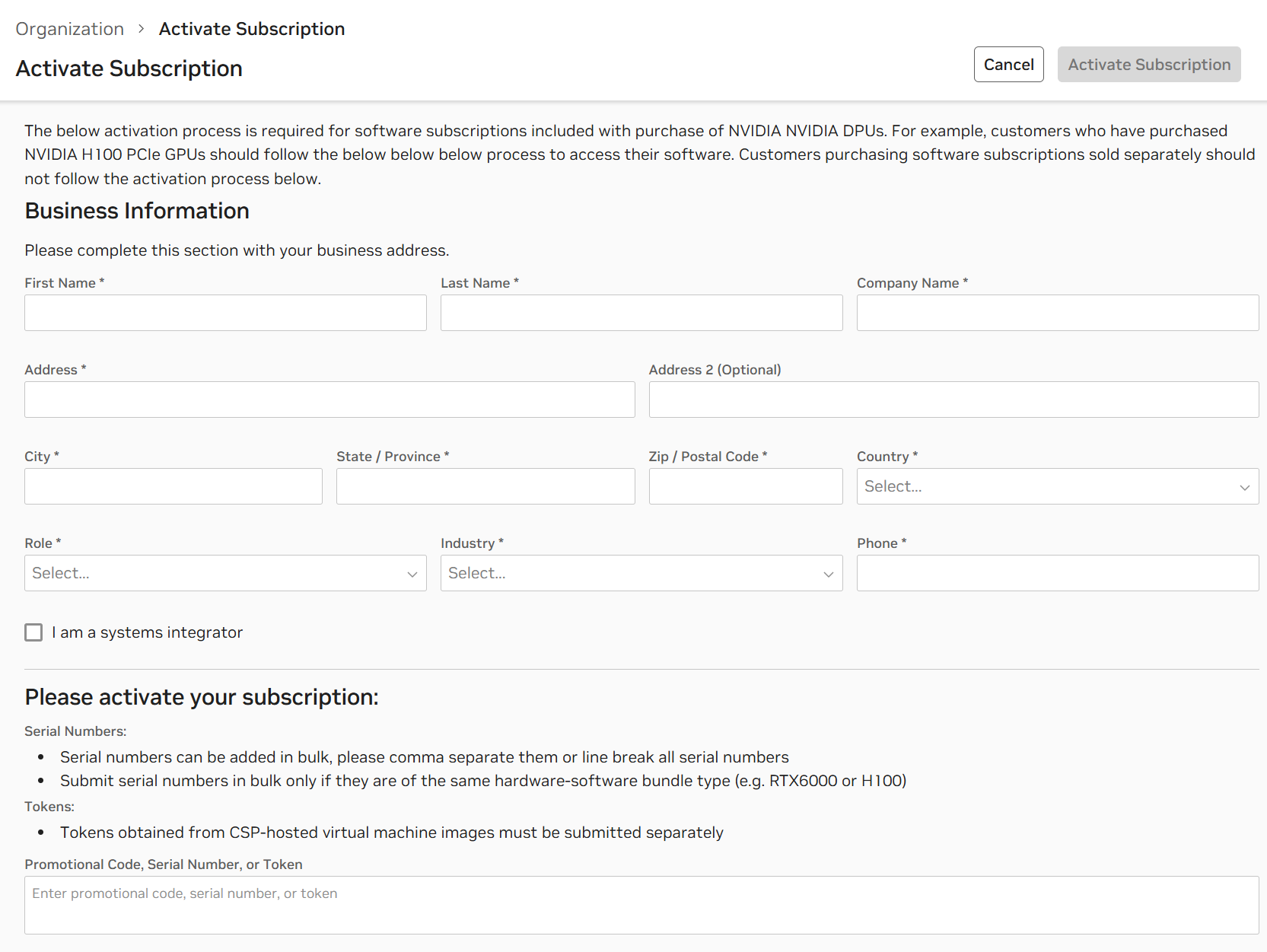 NVIDIA Registration Page