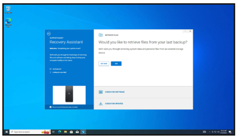 Assistente de recuperação do SupportAssist