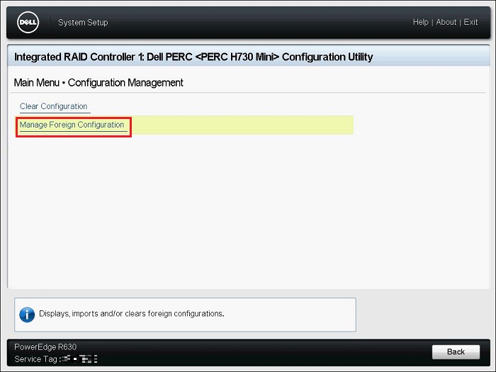 ［Manage Foreign Configuration］