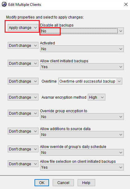 Funzione Edit Multiple Clients.