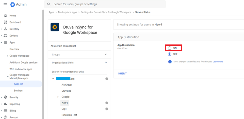 Configuração de distribuição de aplicativos para o aplicativo Druva InSync