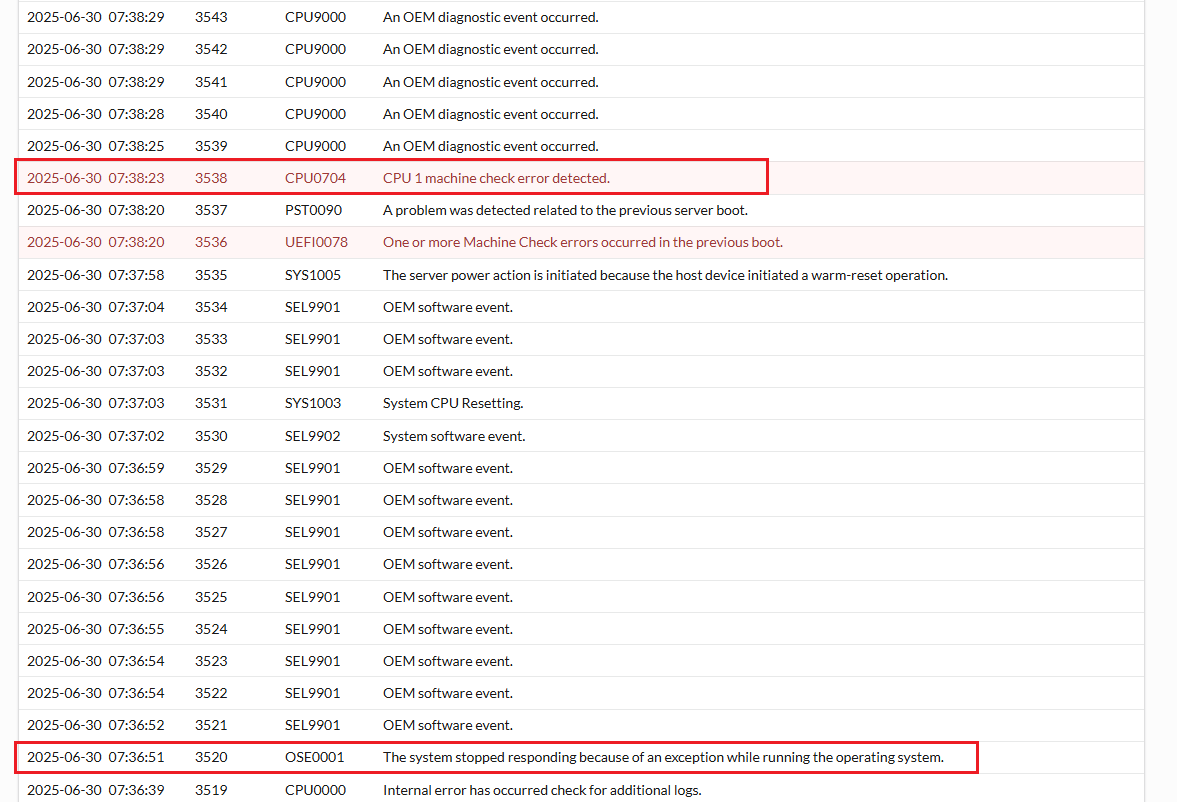 MCE de CPU con error de bloqueo del sistema operativo
