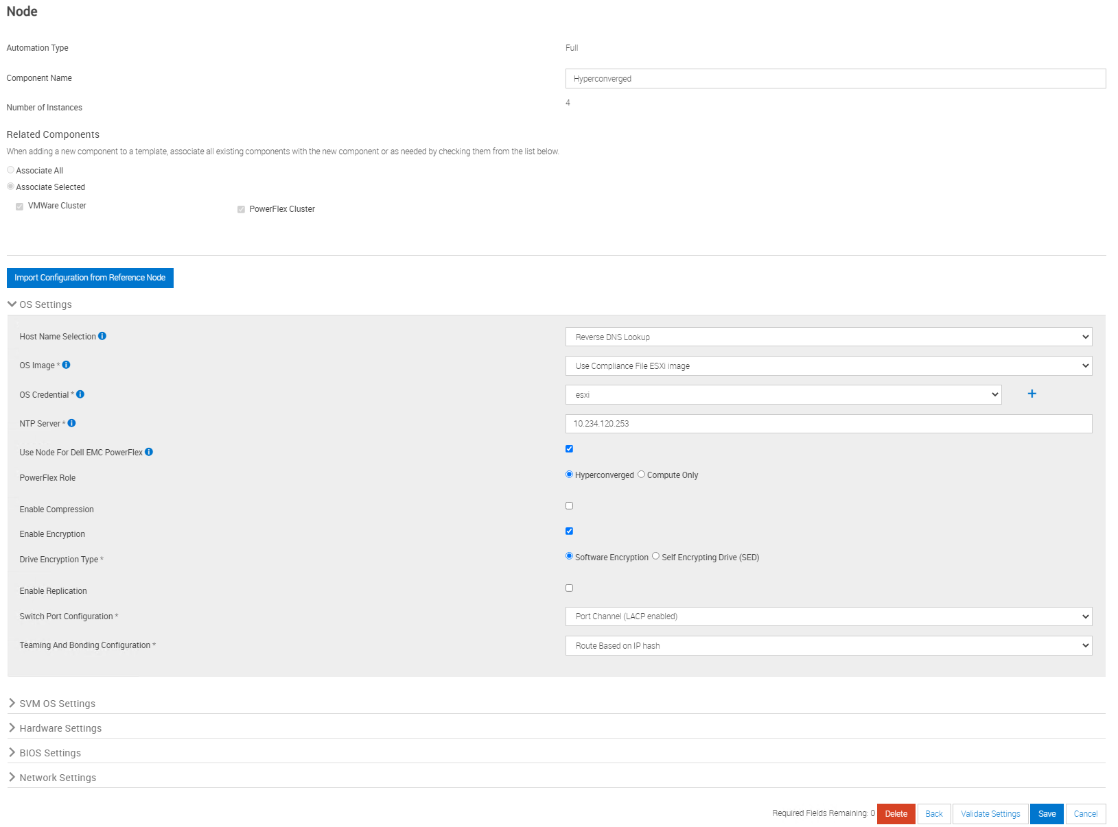 Template Network Settings