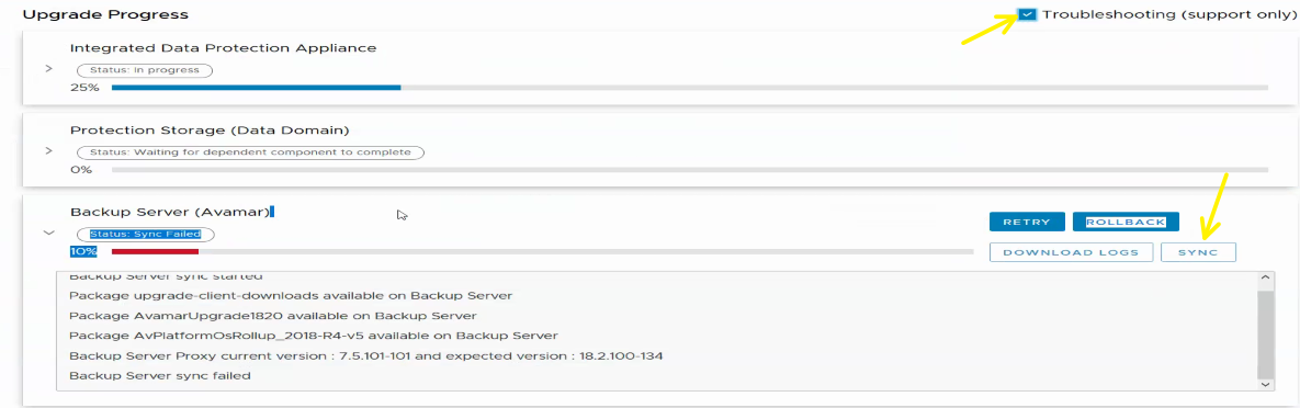 To Sync Upgrade progress