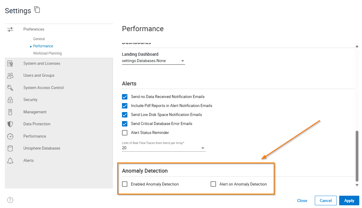 Anomaly detection disabled