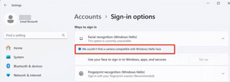 Camera Error Message