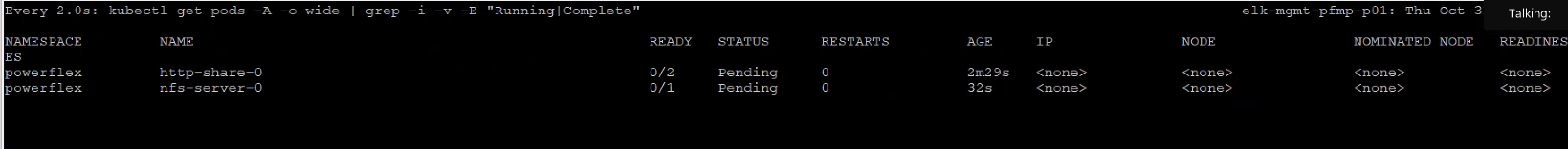 NFS and HTTP share show as pending
