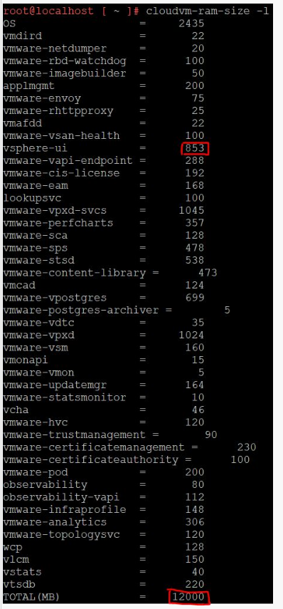 cloudvm-ram-size komut çıktısı