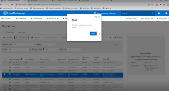 PFxM resource list and run inventory response