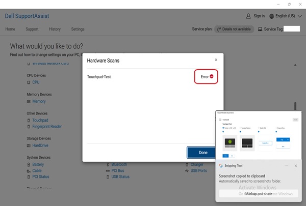Hardware Scan Error Screenshot