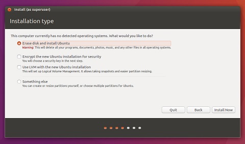 Typ instalacji systemu Ubuntu