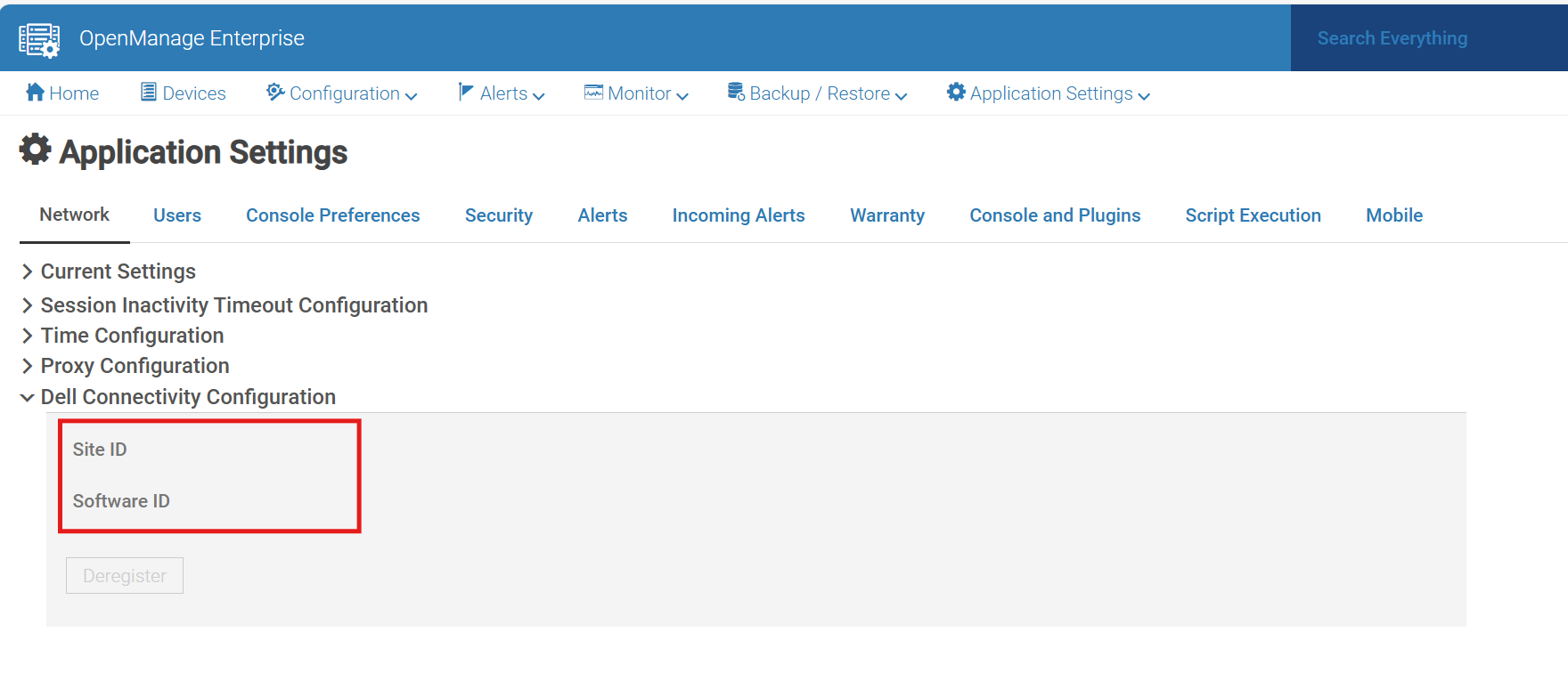 Obrazovka Application Settings