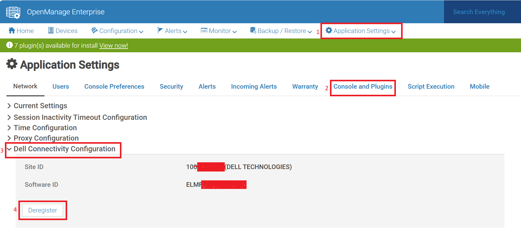 Écran de configuration de la connectivité