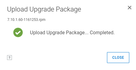 Upload des Upgradepakets abgeschlossen