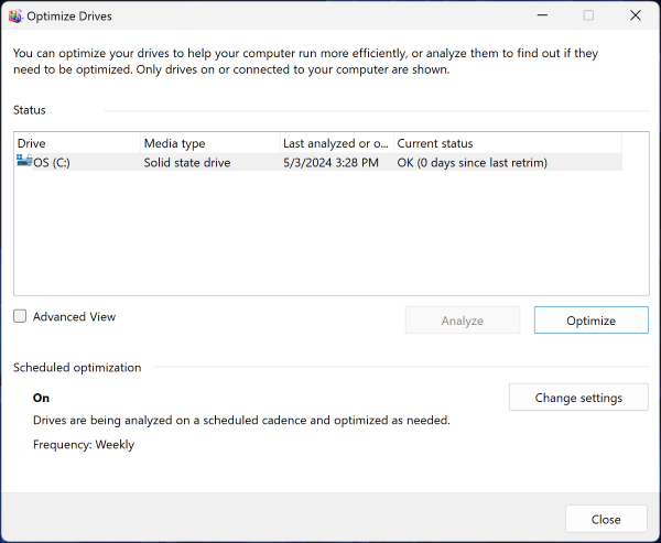 Defragmentation is complete