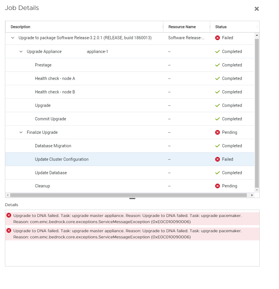 Failed to perform post upgrade commands