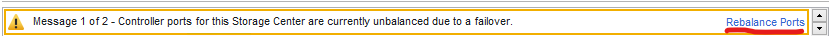 Meldung&nbsp;1 von 2&nbsp;– Controller-Ports für dieses Storage Center sind derzeit aufgrund eines Failovers unausgeglichen.