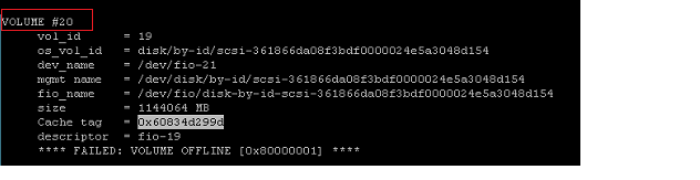  FAILED: VOLUME OFFLINE 