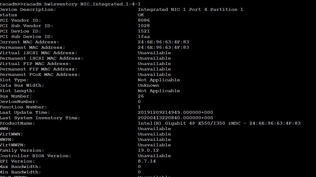 Racadm Command PowerFlex: How to get a component Firmware version using racadm. | Dell US