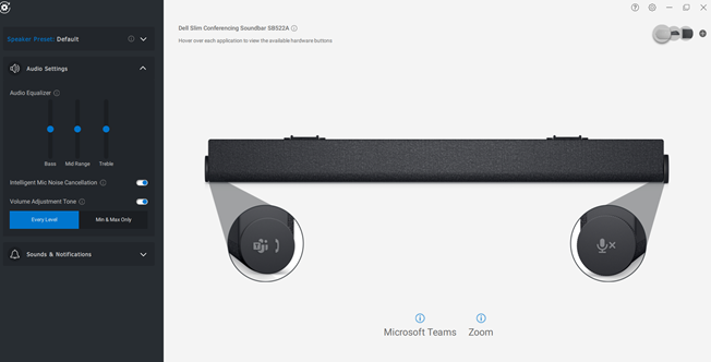 Impostazioni dell'equalizzatore audio