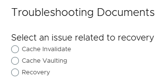 Screenshot showing Troubleshooting Documents -> select an issue related to recovery options