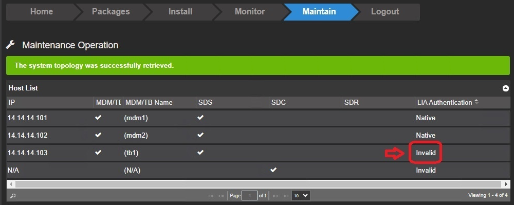 SDS with an "Invalid" LIA authentication.&nbsp;