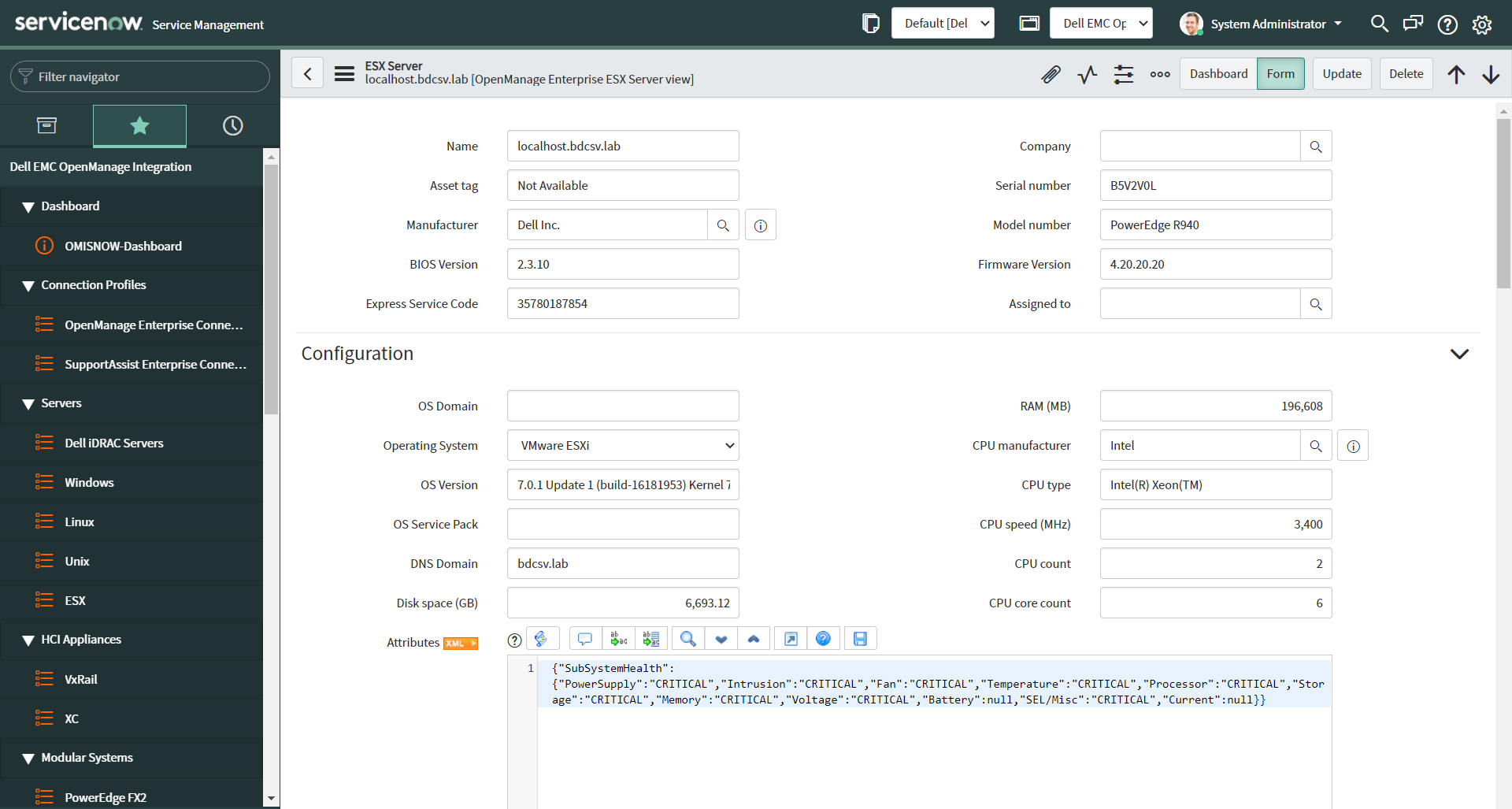OpenManage Integration with ServiceNow