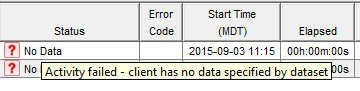 Image showing error  for no data on activity monitor