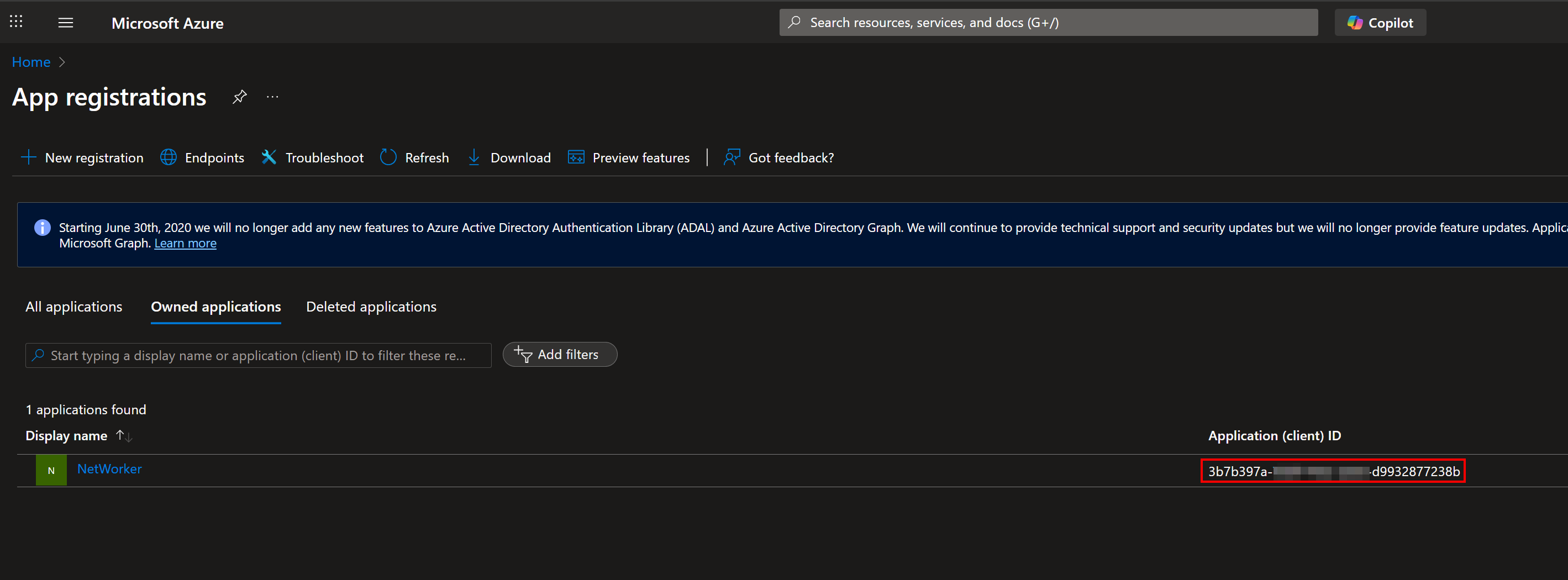 Registros de aplicativos do Azure