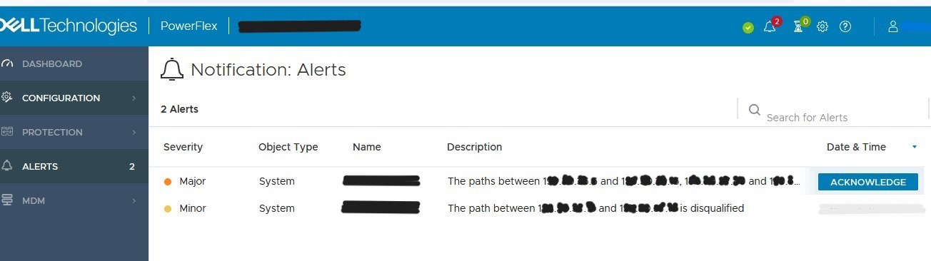 Alertas de descalificación de ruta de red