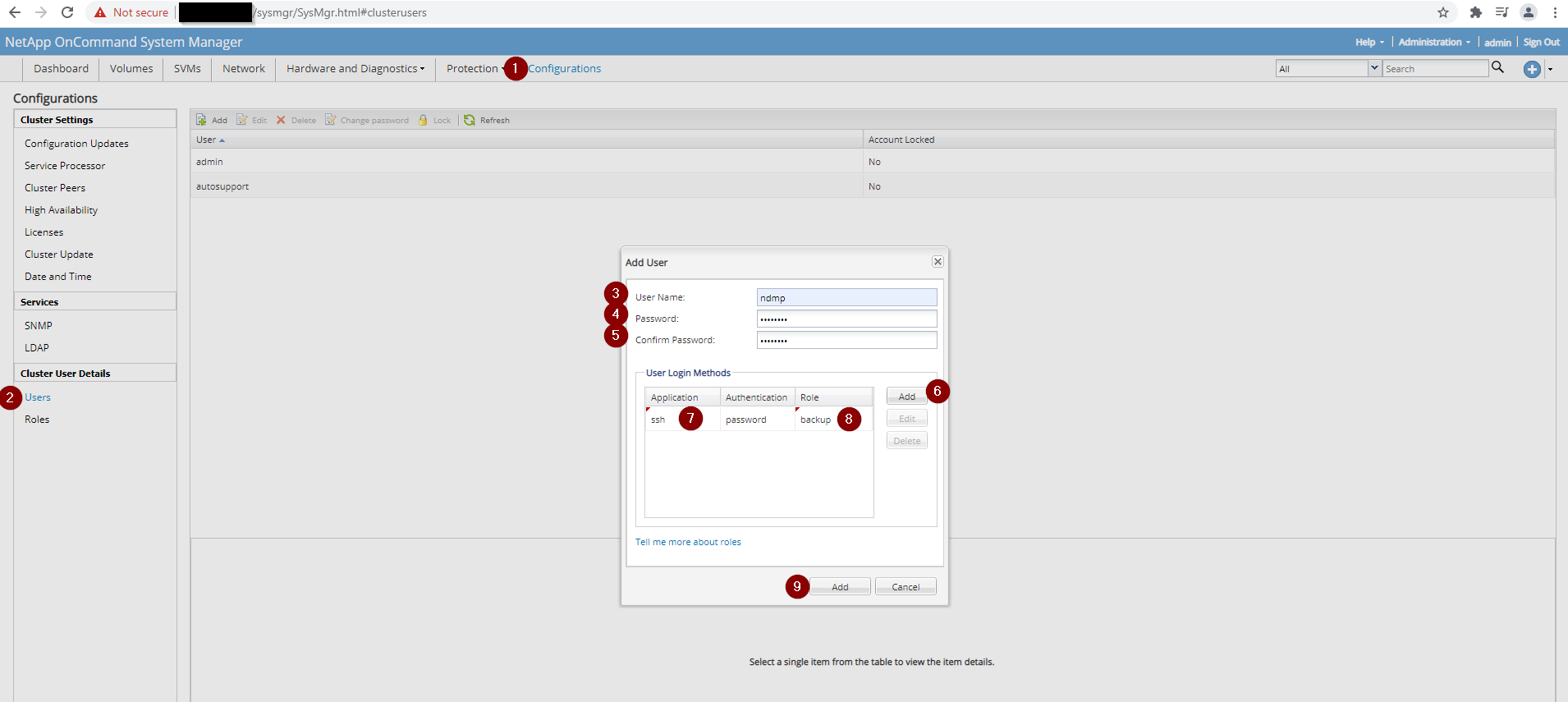 NETAPP NDMP 用户创建