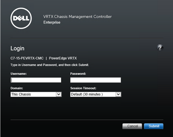 Schermata di accesso VRTX
