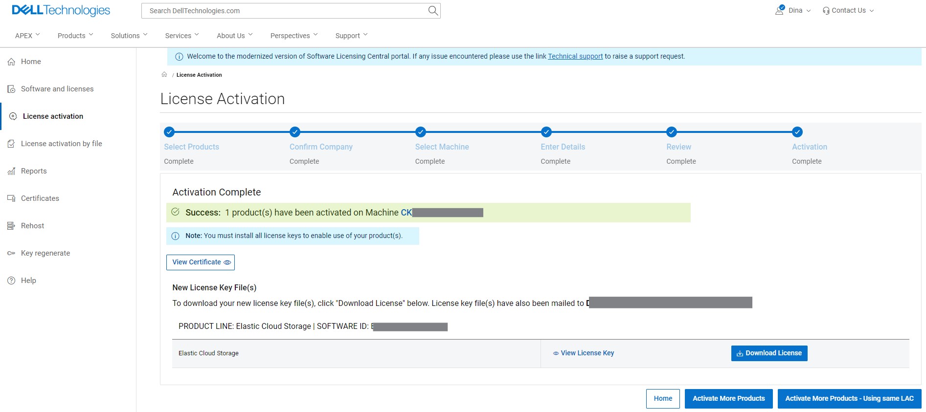 Software Licensing Central Activation Complete