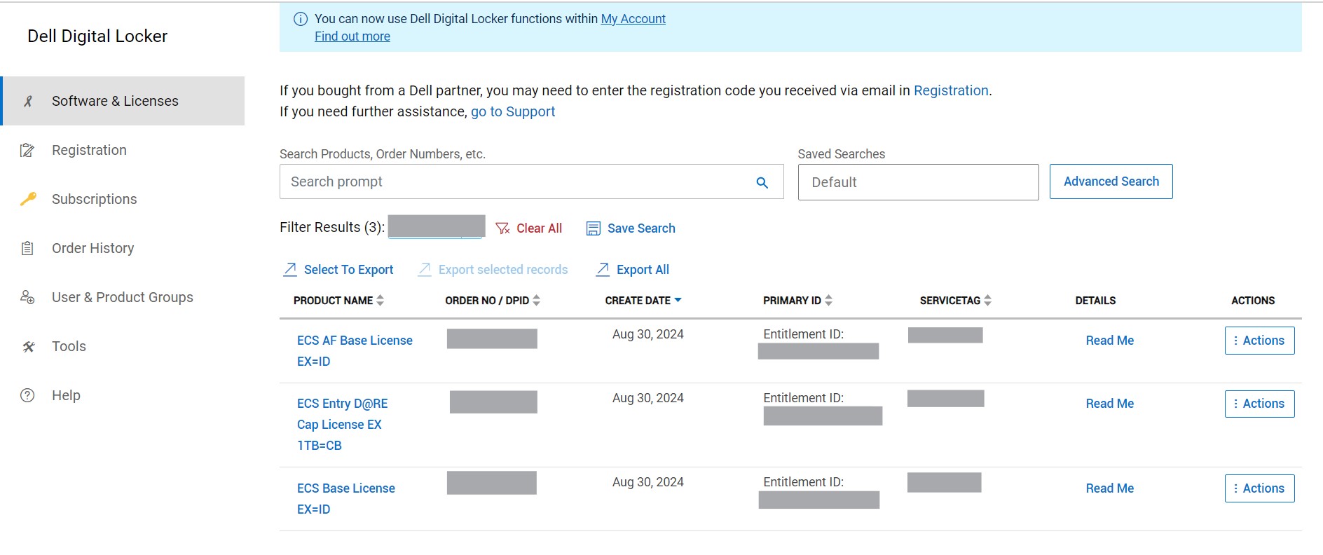 Software e licença do Dell Digital Locker
