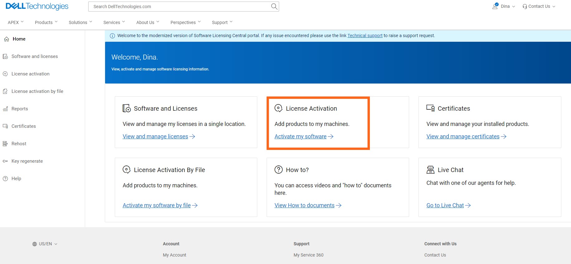 Centrála softwarového licencování Aktivovat software 
