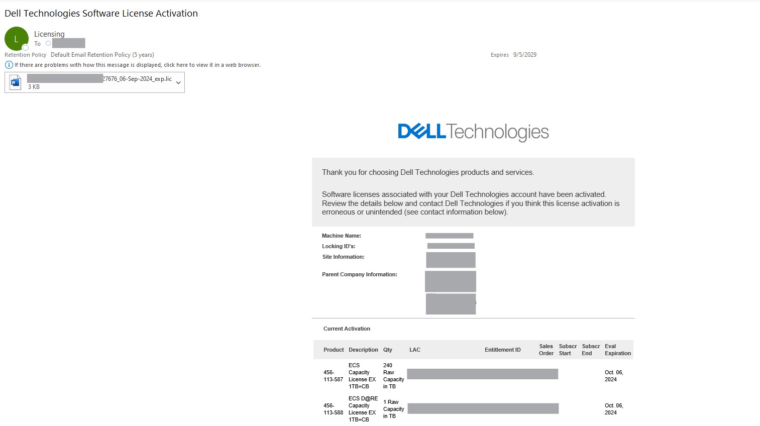 Пример письма с лицензией