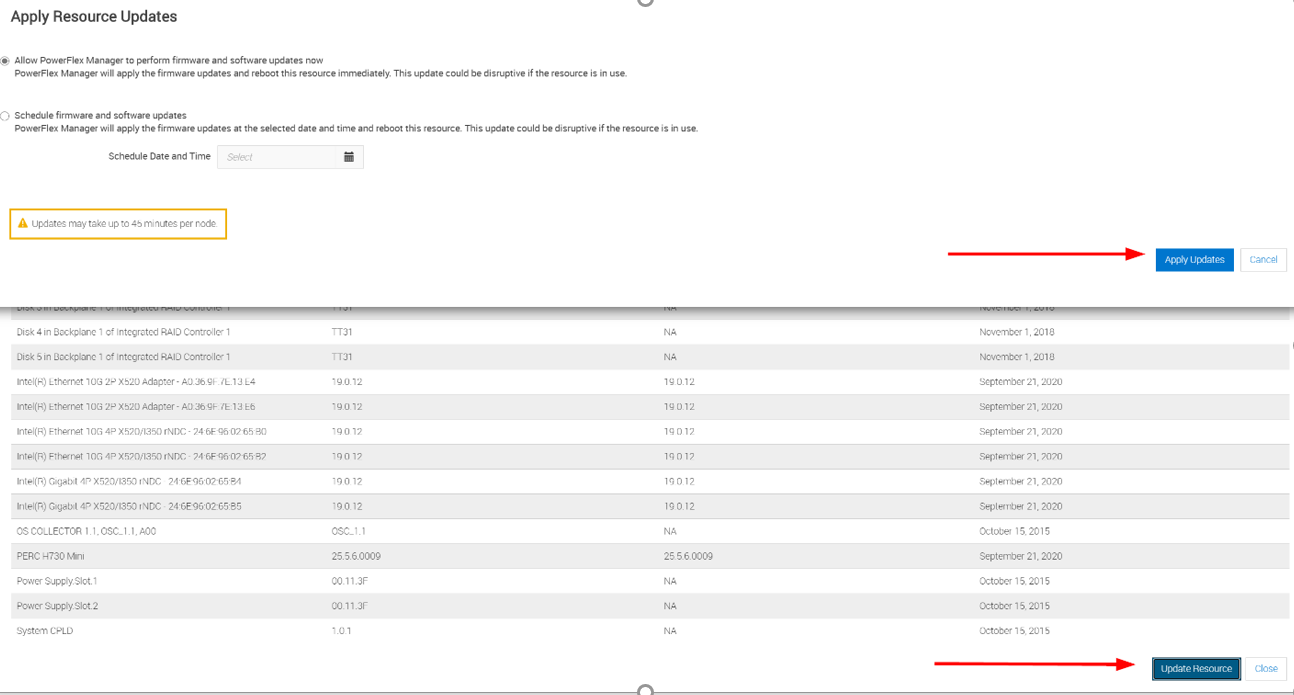 Aplicar actualizaciones de recursos