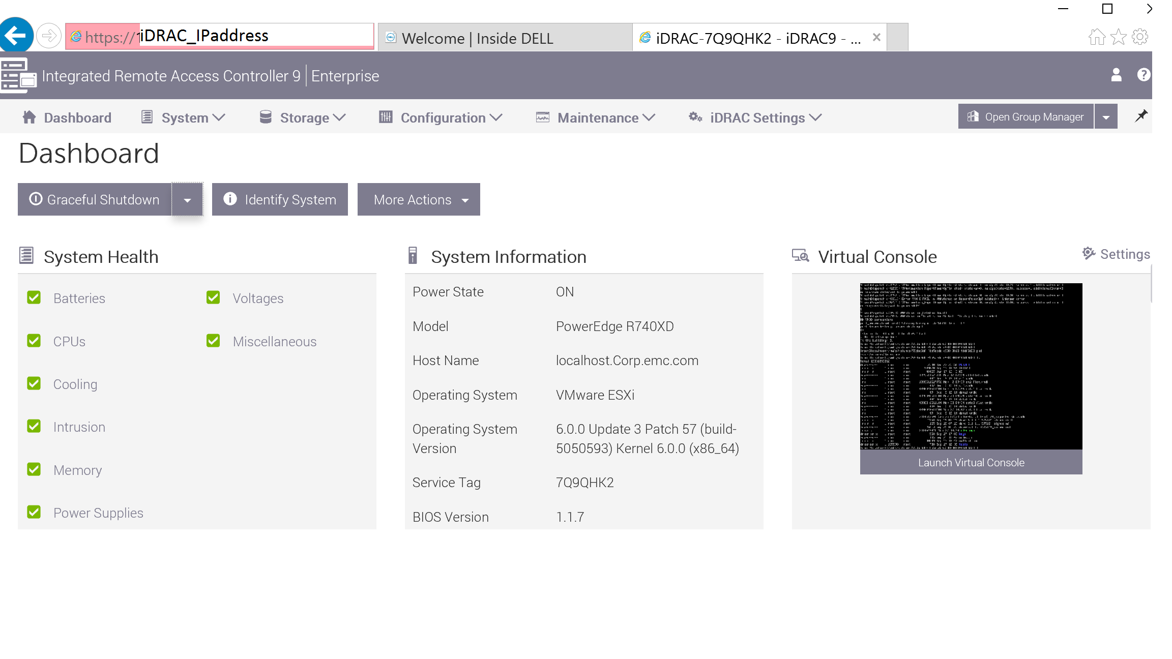 iDRAC-instrumentpanel