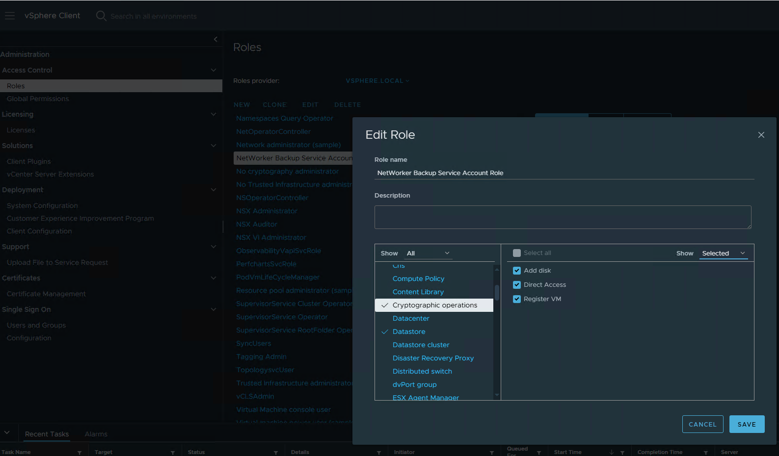 Configuración criptográfica de vSphere