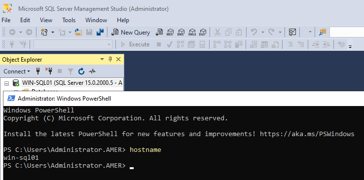 显示匹配名称的 SSMS 和命令提示符