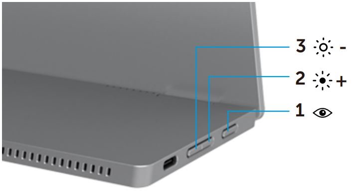 Botões do painel frontal do Dell P1424H