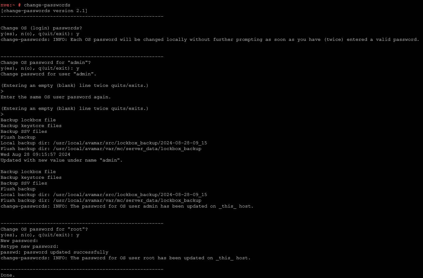 Esempio di script per la modifica delle password