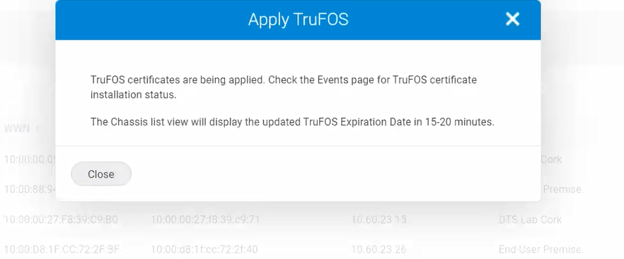 Отобразится сообщение Apply TruFOS.