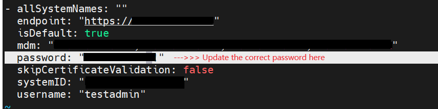 保存された「config」ファイルを編集し、PowerFlexに従ってパスワードを更新します