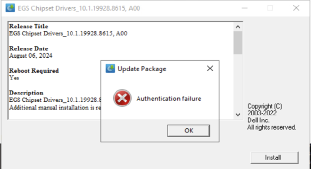Échec de l’authentification