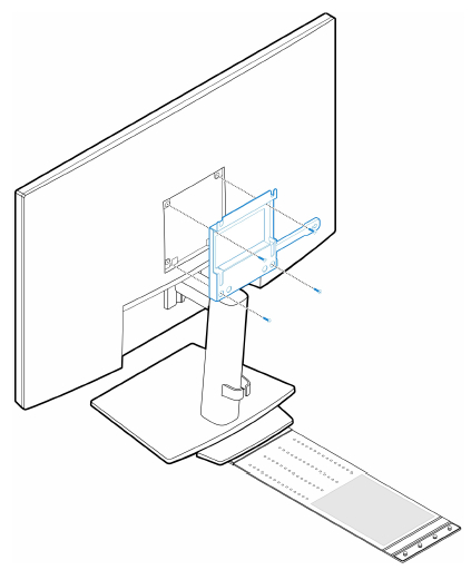 Installazione delle viti per il fissaggio della piastra di montaggio VESA al monitor