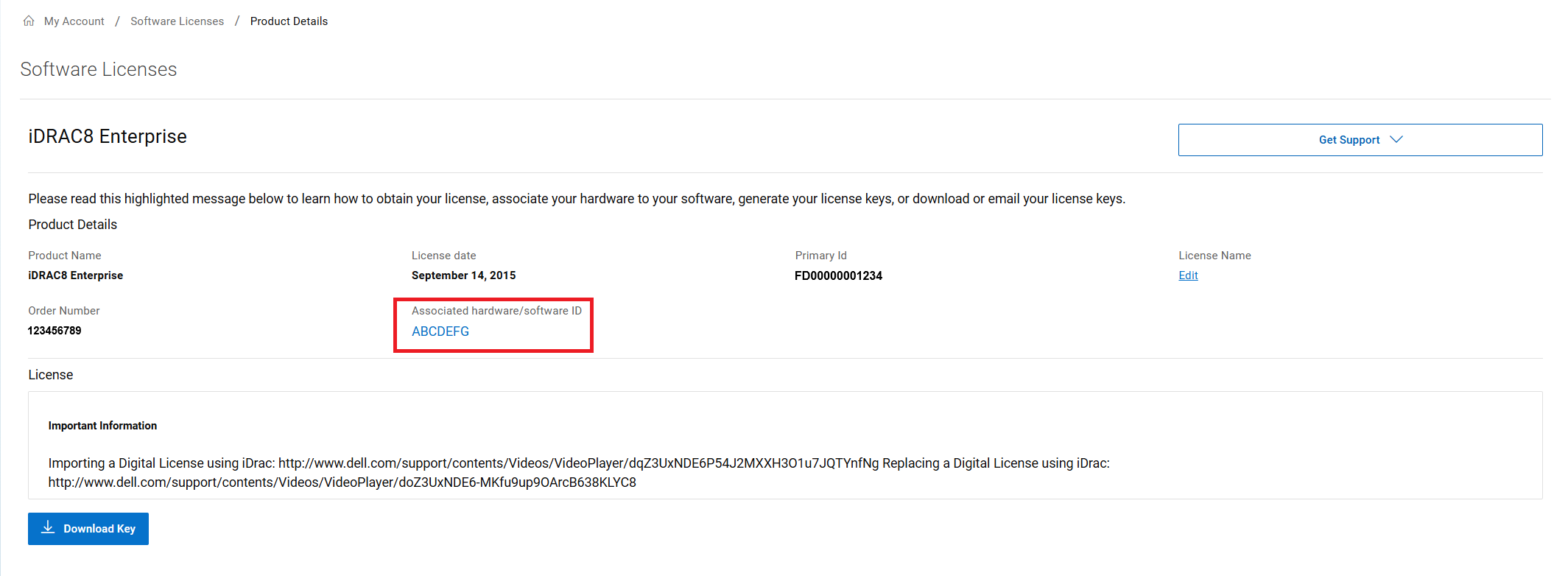 Servicetag wordt nu weergegeven in licentiedetails