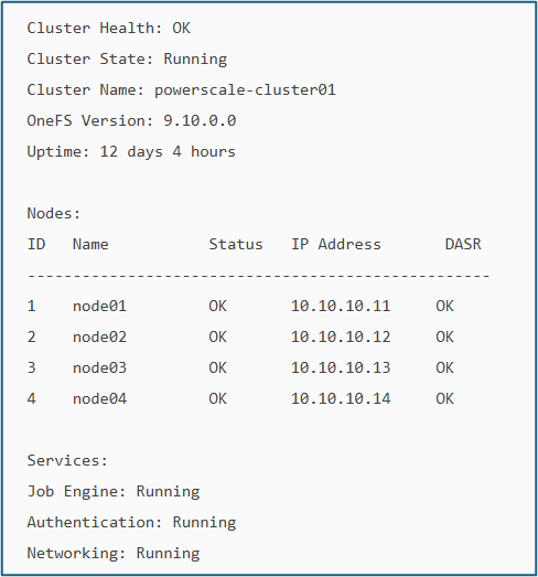 : output del comando