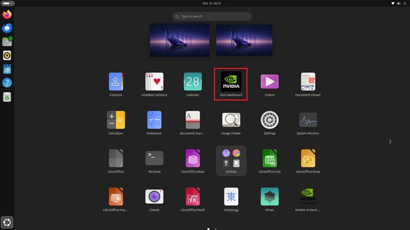 Aplicación Ubuntu, DGX Dashboard